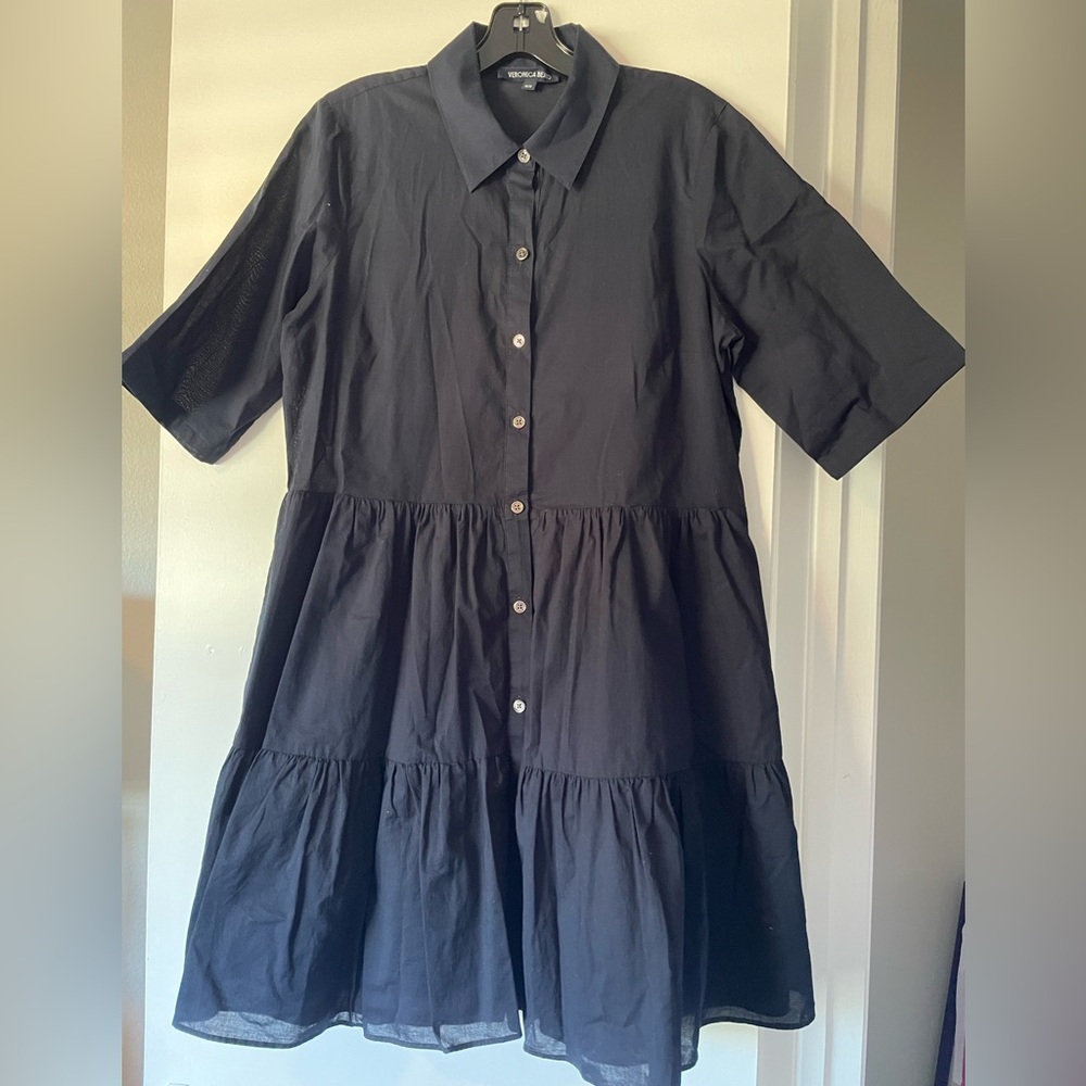 Veronica Beard Black Button-Down Mini Dress NWOT